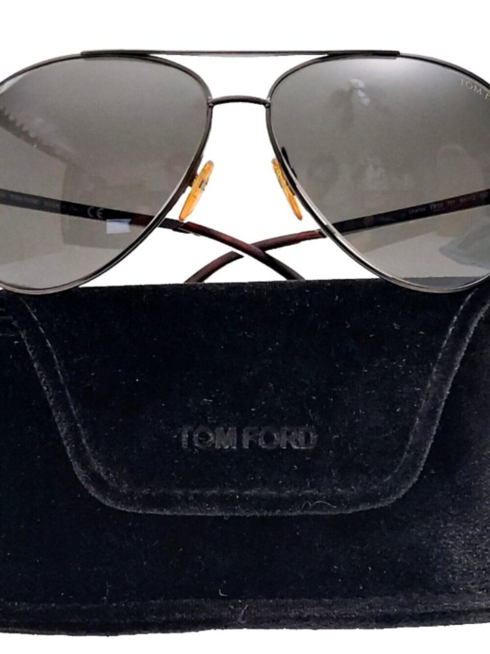Tom Ford Charles TF35 753 Silver Aviator Sunglasses Grey Gradient Vintage Italy